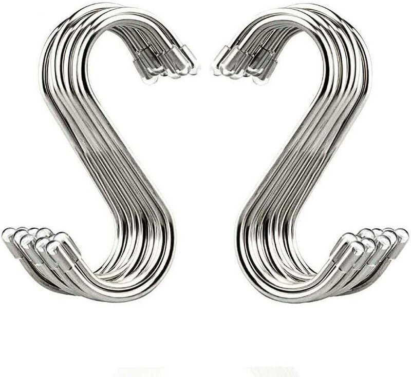 Linghhang - 20er-Pack 8,9 cm große S-förmige Haken, Kleiderbügel aus Edelstahl für Küche, Werkstatt, Bad, Garten