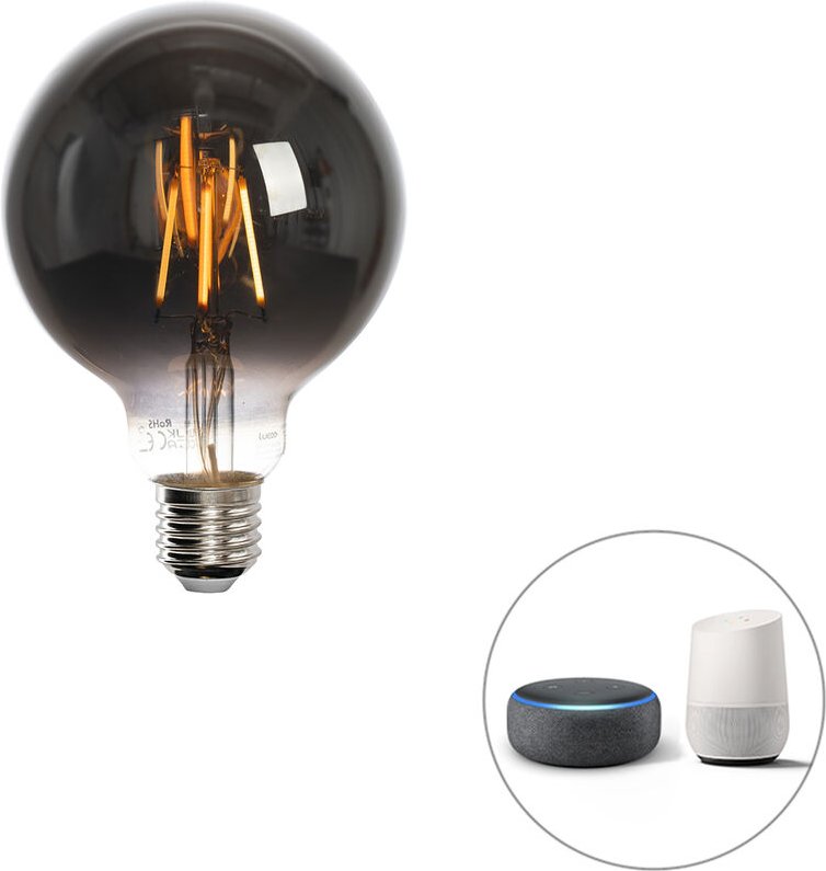 Luedd - Smart E27 dimmbar in Kelvin LED-Lampe G95 Rauch 4W 60 lm 1800-3000K