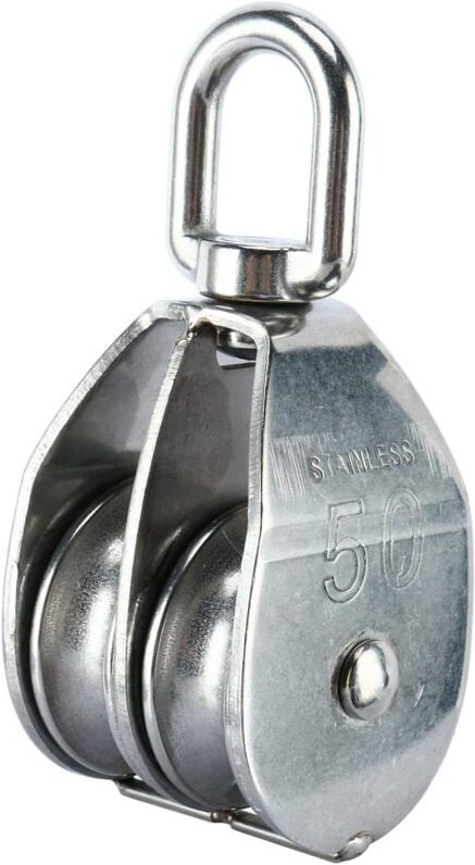 Doppelter Flaschenzug aus Edelstahl 304 mit Drehhaken (M50)