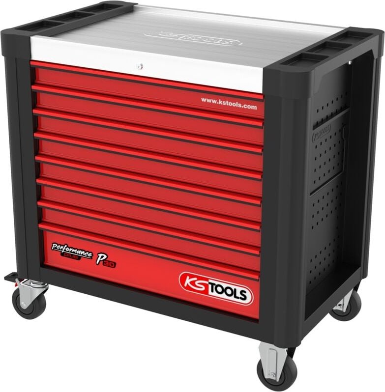 KS TOOLS PERFORMANCEplus P30 SCHWARZ/ROT Werkstattwagen mit 8 Schubladen - 873.4008