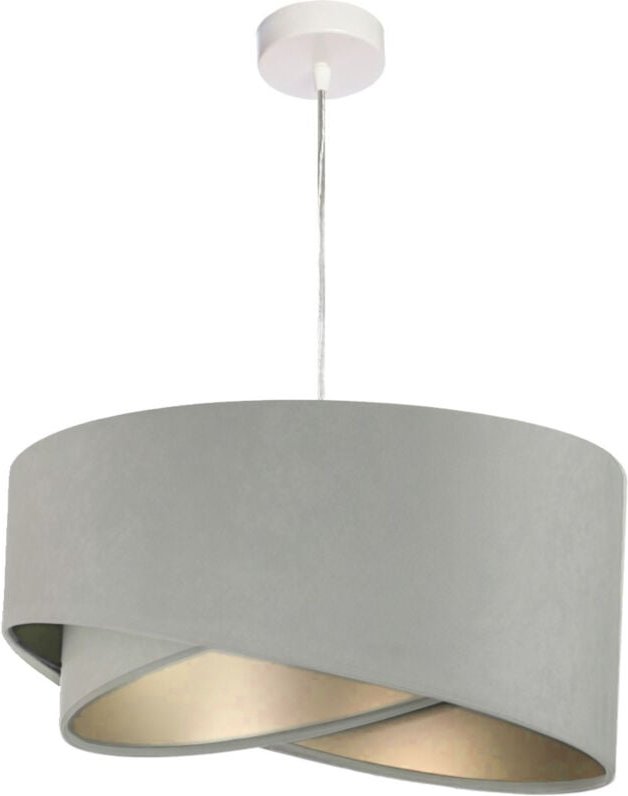 Hängelampe Stoff Schirm Grau Silber 50 cm rund E27 Pendelleuchte