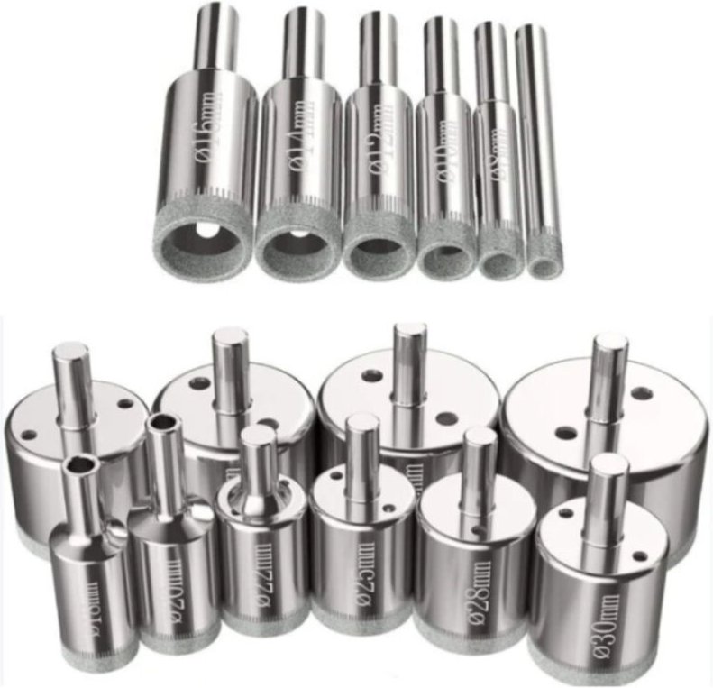 16-teiliges Lochsägen-Set zum Bohren in Glas, Keramik, Porzellan, Fliesen und Marmor – 6–50 mm Diamantbohrer aus Karbons...