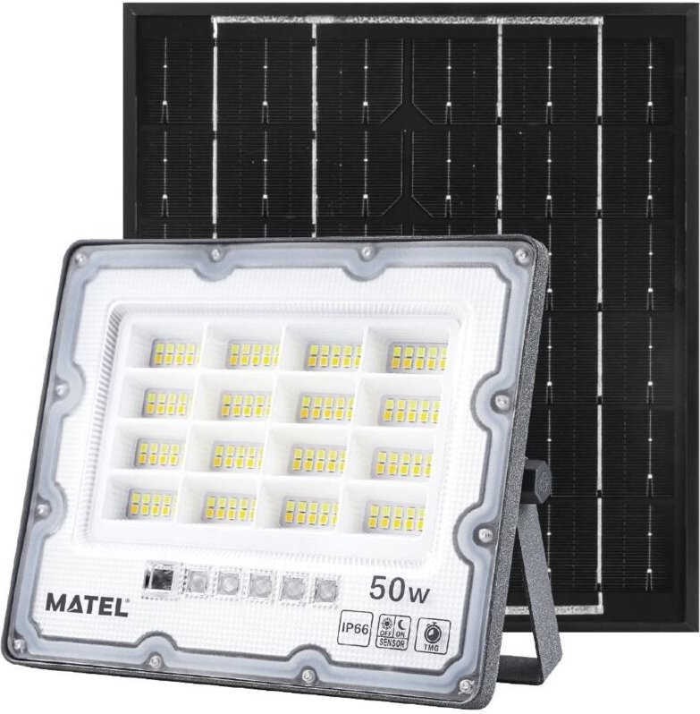 LED-Projektor mit programmierbarem Solarpanel und Fernbedienung (400W 3CCT 3000lm) IP65 18,8x15,2cm grau