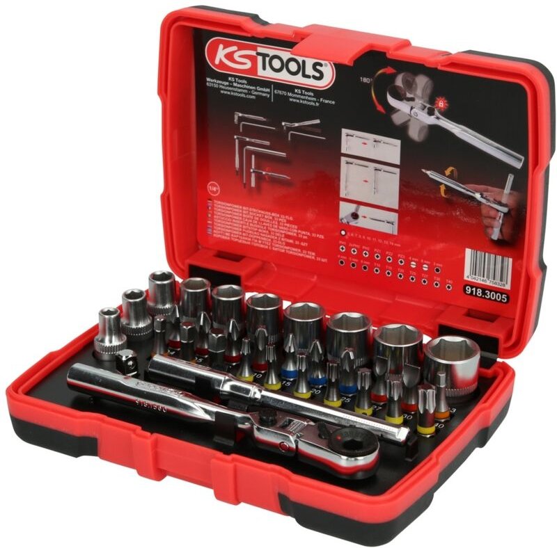 Ks Tools 1/4 TORSIONpower Bit-Stecknuss-Box, 33-tlg