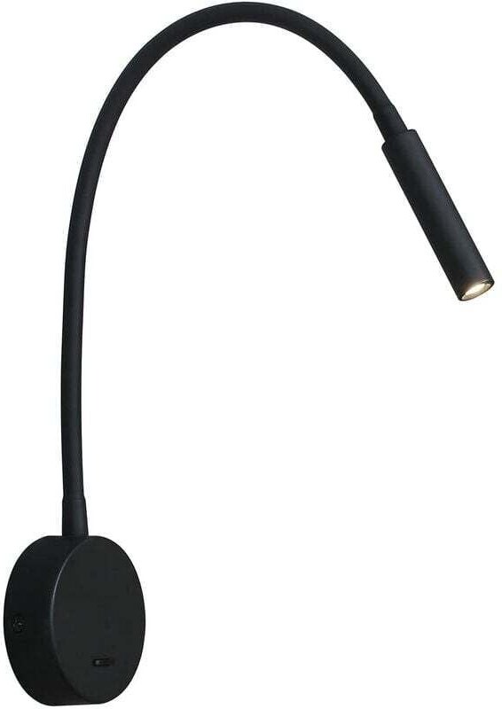 Schwarze Leselampe, 3W 3000K flexible Schwanenhals-LED-Lampe, 240V Wandmontage-Leseleuchte mit Schalter für Schlafzimmer...
