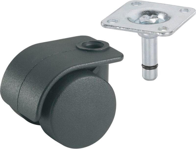 Dörner+helmer - Rollcontainerrolle mit Abdeckung, Rad ø 35 mm Tragkraft 70 kg, schwarz