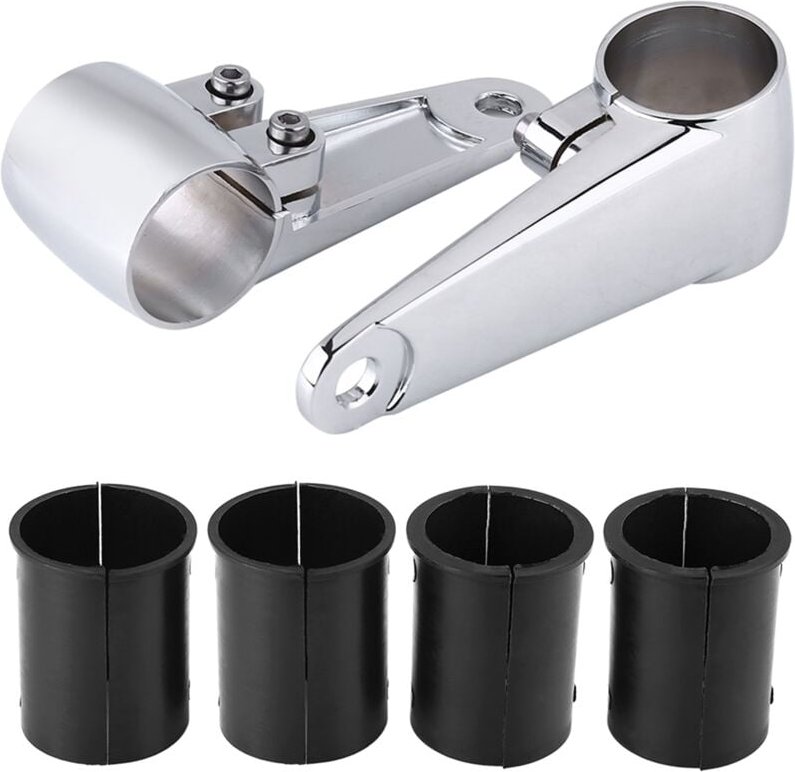 Thumbnail - Jeffergarden 2 Stück verchromte Motorrad-Scheinwerfer-Seitenmontage-Vorderradgabelhalterung für 35-mm-41-mm-Gabelrohr