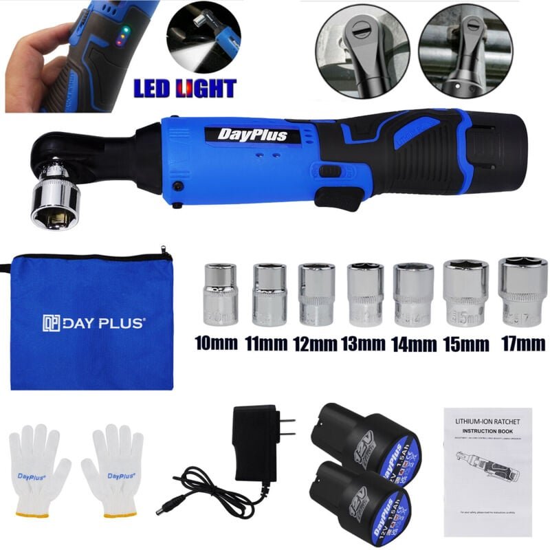 Elektrisches schnurloses rechtes Ratschenwinkelschlüssel 3/8'' Elektrowerkzeug mit 2-Batterie, für Autoreparatur