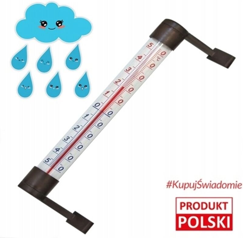 Fensterthermometer 19 Cm Für Den Aussenbereich Für Wand, Fenster, Klebbar, Hergestellt In Polen