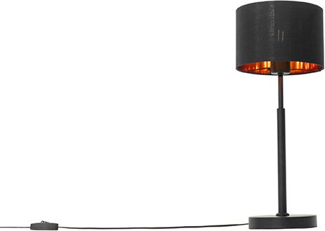 Moderne Tischlampe Stoffschirm schwarz mit Gold - vt 1