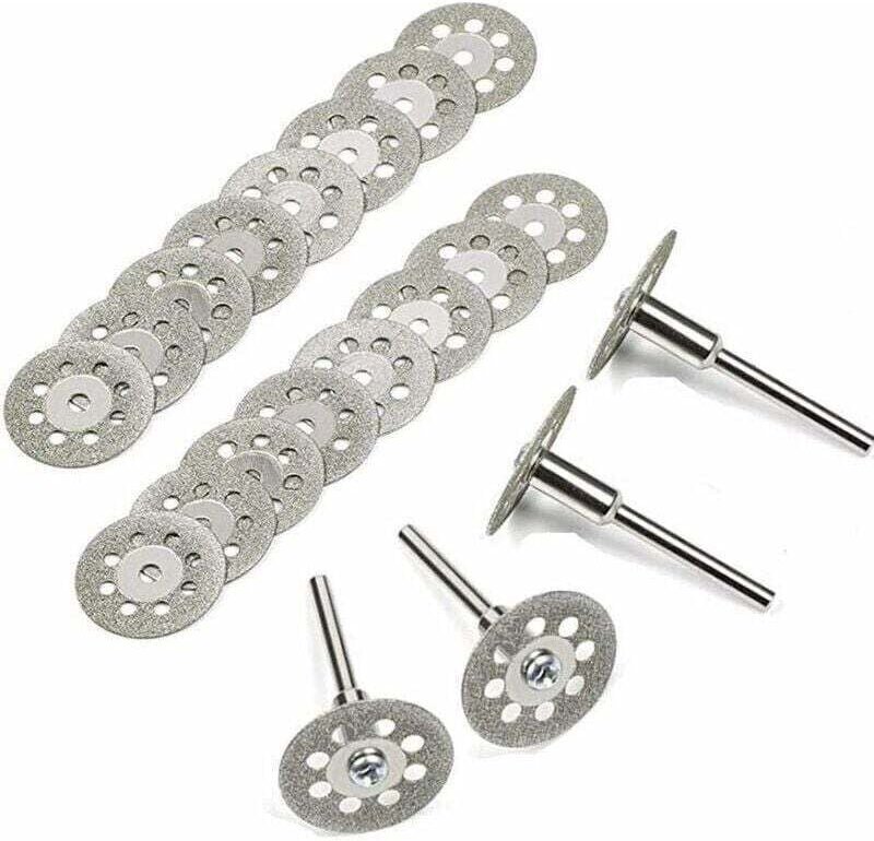 Diamant-Trennscheibe, 20 Stück, 22 mm, Diamant-Mini-Trennscheiben mit 4 Dornschäften für Rotationsscheiben für Rotations...