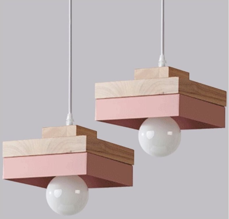 E27 Pendelleuchte Metall Holz Hängeleuchte Höhenverstellbare Deckenleuchte für Wohnzimmer Schlafzimmer Küche 2 Stücke Ro...