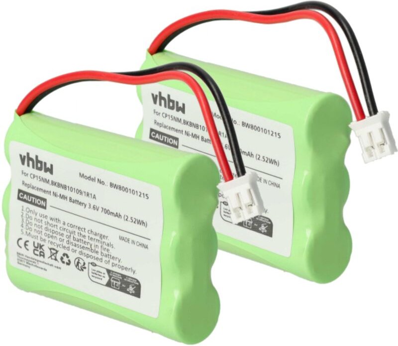 Vhbw - 2x Akku kompatibel mit Alcatel One Touch Vocal schnurlos Festnetz Telefon (700 mAh, 3,6 v, NiMH)