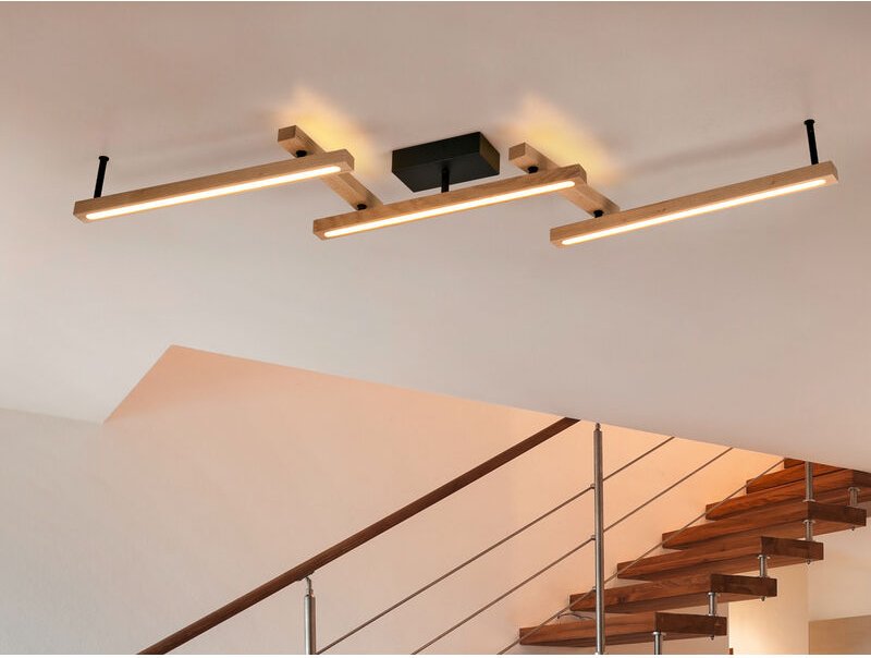 Trio - led Deckenleuchte bellari aus Holz mit Fernbedienung, Breite max. 180cm
