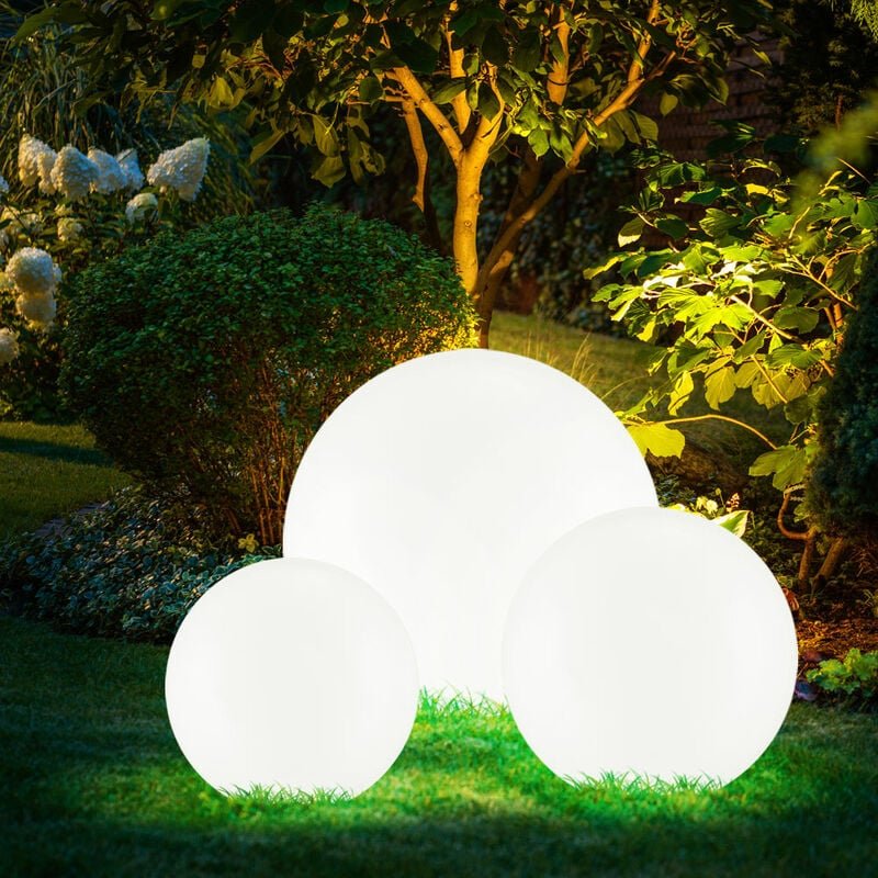 Led Solarleuchten Steckleuchten Gartendeko Außenleuchten Kugel rund weiß mit Erdspieß, IP44, Akku, Kunststoff, weiß silb...