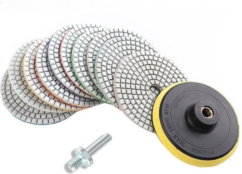 12er-Pack Diamant-Polierscheiben für Nass- und Trockengebrauch – 4 Zoll – für Granit, Marmor, Beton, Stein