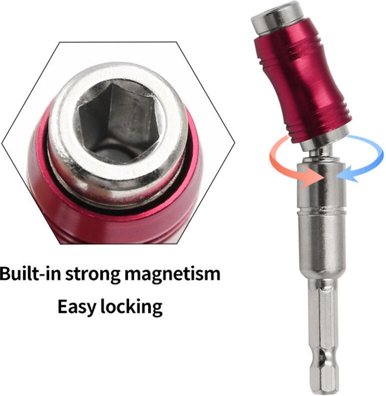 1/4" Sechskant-Magnet-Drehbit Schnellwechsel-Pilotbit Drehbithalter für enge Stellen Magnetischer Bithalter (Rot + Silbe...