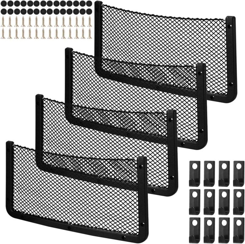4 Stück Auto-Aufbewahrungsnetz, Kofferraum-Aufbewahrungs-Organizer, 40 x 20 cm, mit 28 Schrauben, 12 Haken, multifunktio...