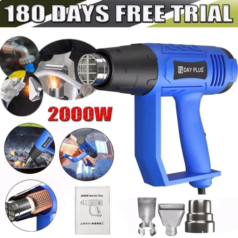 2000W Heißluftpistole Heißluftgebläse Heizpistole Aufsätze Heißluftfön 300-600°C