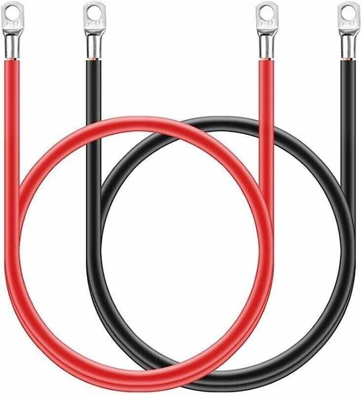 2 Stück 12V-Batteriekabel für Wechselrichter, 5AWG 16mm² Kupfer, rot und schwarz, verzinnt