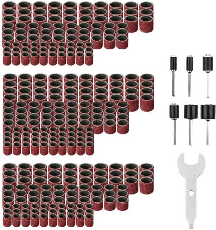 Kit de ponçage de tambour de 307 pièces, grain 80, grain 120, 240, manchon de tambour pour perceuse à ongles, accessoire...