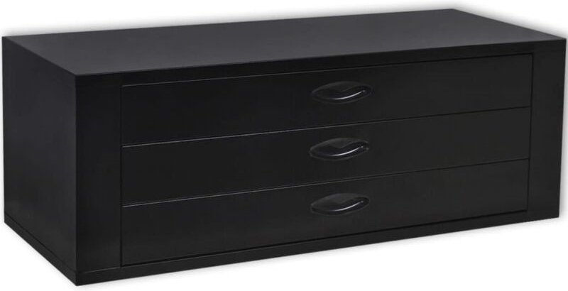 Metall-Werkzeugkasten 3 Schubladen Schwarz - Vidaxl