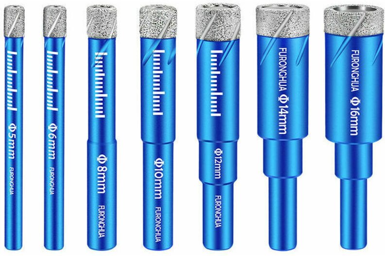 7-teiliges Diamant-Trockenbohrer-Set, 5/6/8/10/12/14/16 mm, Trockenbohrer für Fliesen, Diamant-Lochaufweiter für Keramik...