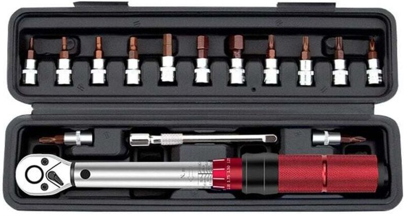 16-teiliges Fahrradreparaturset, Xiaofei 1/4 Drehmomentschlüsselsatz, 2-24N.M voreingestellter Drehmomentschlüsselbit, 7...