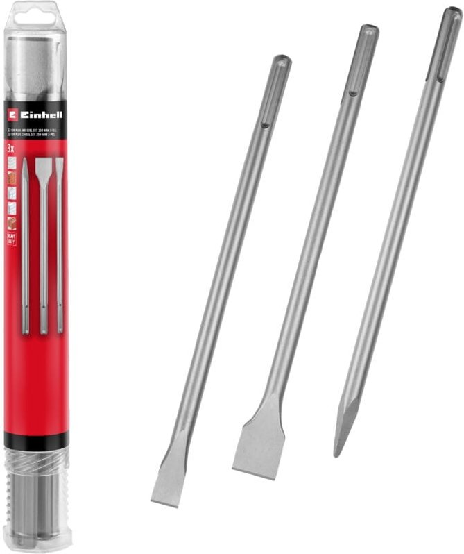 Einhell - Original 3-tlg. sds Max Meißel-Set, 400 mm (mit Spitzmeißel, 20 mm breitem Flachmeißel, und 40 mm breitem Spat...