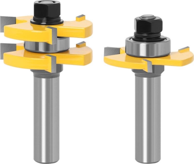 Csparkv - Nut- und Federfräser-Set, 3 Nuten, T-Form, Holzfräser, Fräser, Holzbearbeitungswerkzeuge