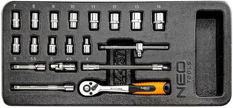 19 tlg. Ratschenkasten-Set 1/4' 25 Jahre Garantie