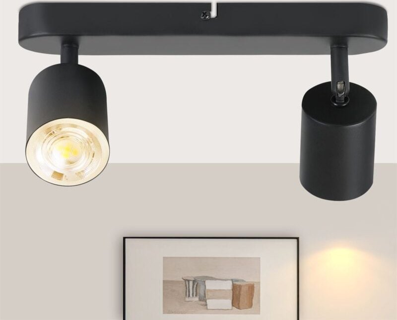 GBLY LED Deckenlampe Deckenstrahler 2 Flammig - Schwarz Deckenleuchte Flur Metall Deckenspots Schwenkbar GU10 Design Str...