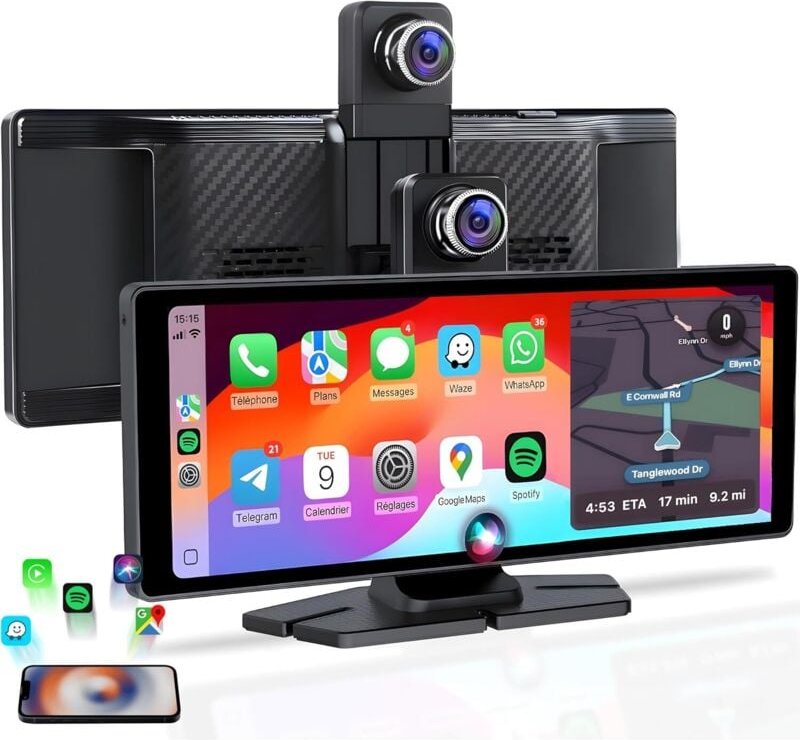 CarByNevo D3 Pro 10,26 Zoll kabelloser CarPlay-Bildschirm – Apple CarPlay & Android Auto Bluetooth-Autoradio – 4K-Auto-D...