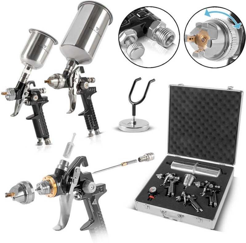 STAHLWERK HVLP Lackierpistolen Set SGS-1125 ST 21 Teile 3 Lackierpistolen