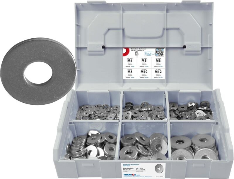 FRANTOS L-BOXX Mini 640 tlg. Unterlegscheiben DIN 9021 Sortiment Set (Edelstahl A2)