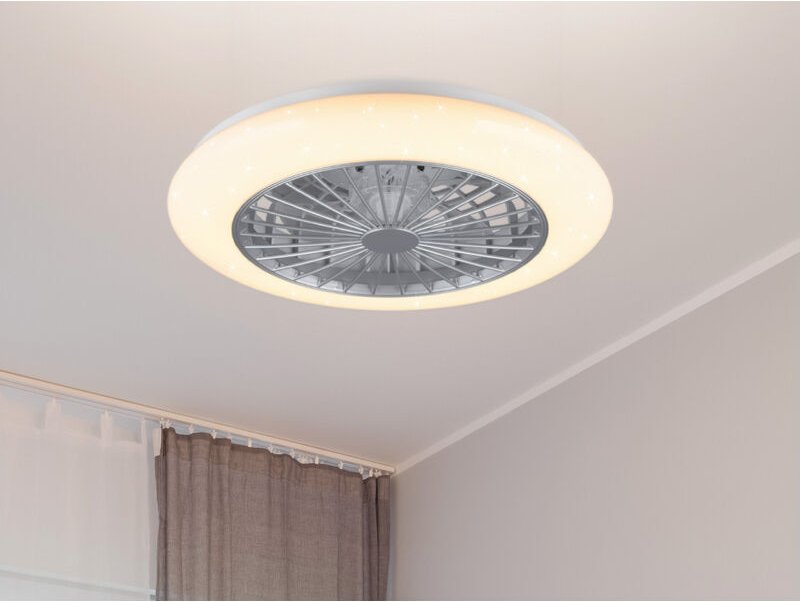 Reality Leuchten - Deckenleuchte mit Ventilator stralsund Fernbedienung & Sternenhimmel, ø 50cm