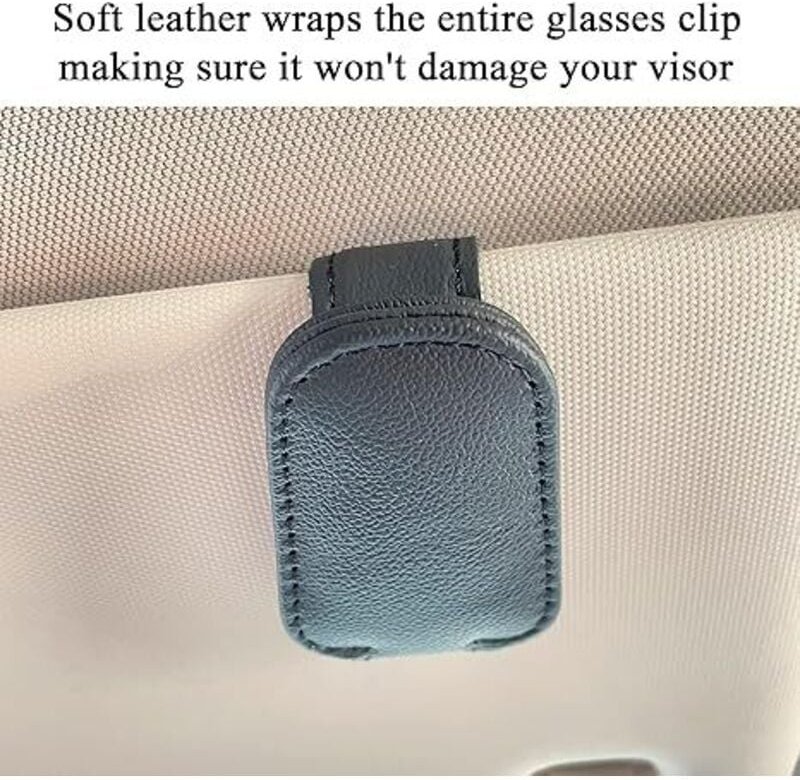 Sonnenbrillenhalter für die Sonnenblende im Auto, magnetischer Sonnenbrillenhalter aus Leder fürs Auto, Tickethalter, So...
