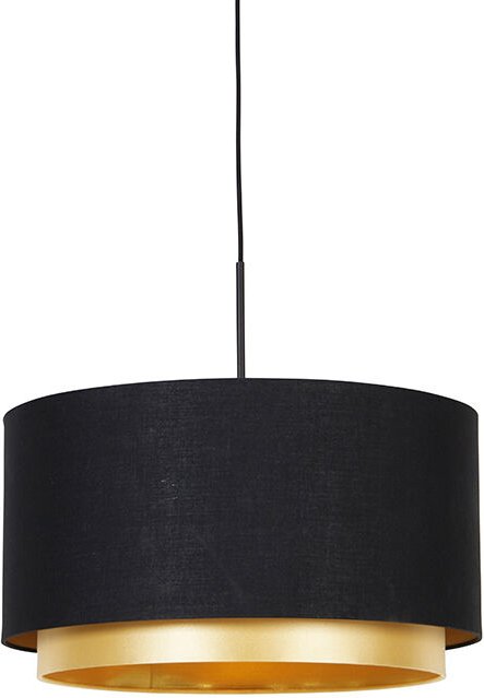Moderne Hängelampe schwarz mit goldenem 47 cm Duo-Schirm - Combi