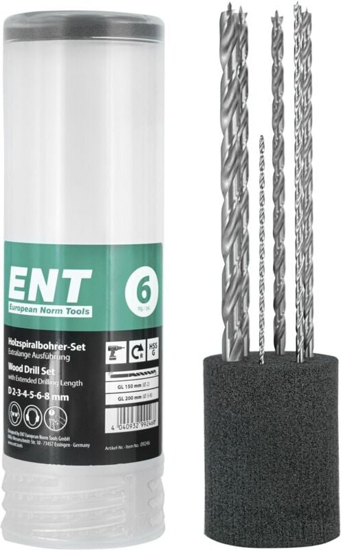 Ent European Norm Tools - ent Holzspiralbohrer-Kassette hss-g Bohrer ø 2-8 mm 6-teilig
