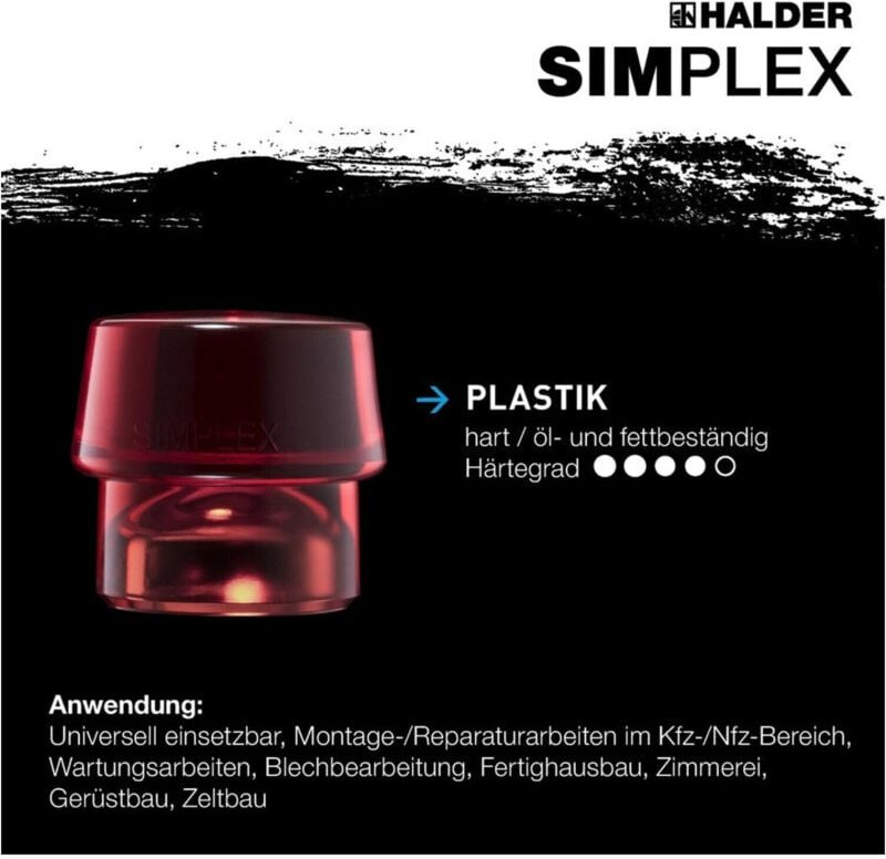 Thumbnail - Schonhammerkopf SIMPLEX Kopf-Ø 60mm Plastik rot hart