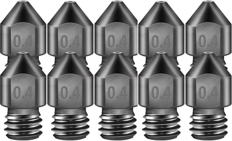 10 Stück MK8 Extruderdüsen für 3D-Drucker, 0,4 mm hochtemperaturgehärtete Stahldüsen, kompatibel mit Makerbot, Creality ...
