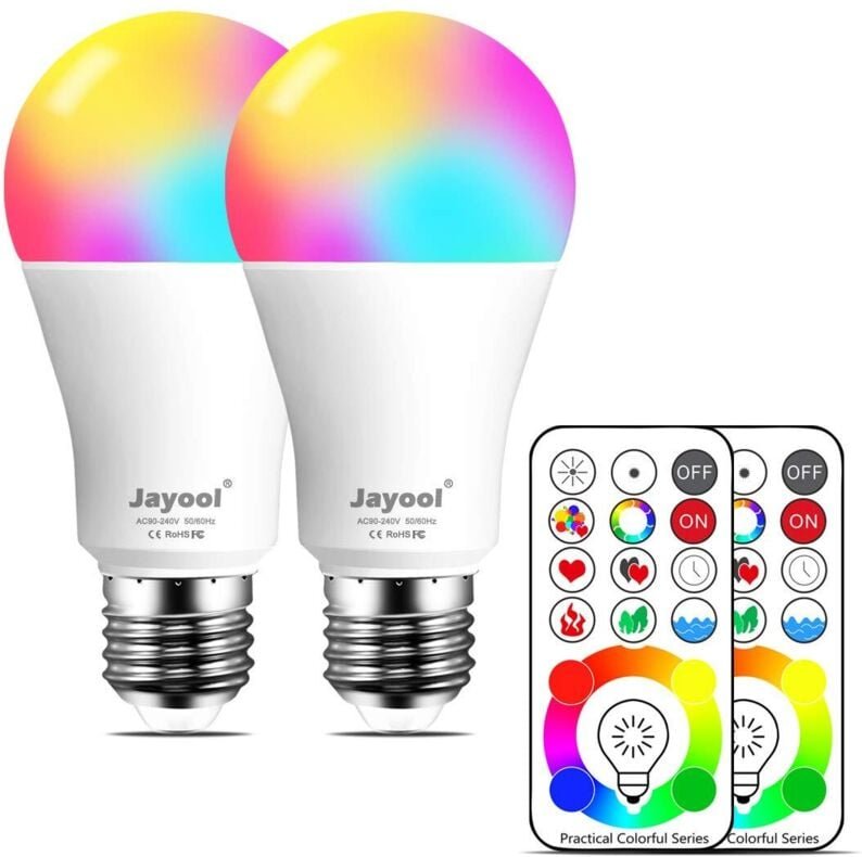 10 W E27 120 Farben LED RGBW Farbwechsel Glühbirne Fernbedienung (3. Generation), Timing und dimmbar RGB + Tageslichtwei...