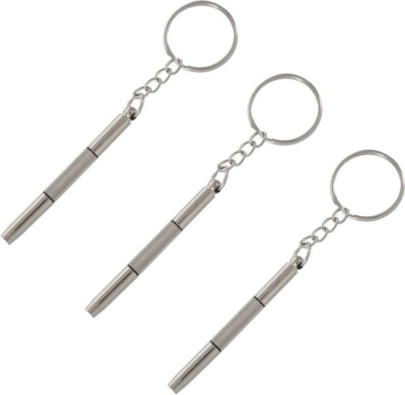 3X 3-In-1 Mini Alloy Schraubendreher/ Schluesselanhaenger/ Uhr/ Brillen-Reparatur-Werkzeug