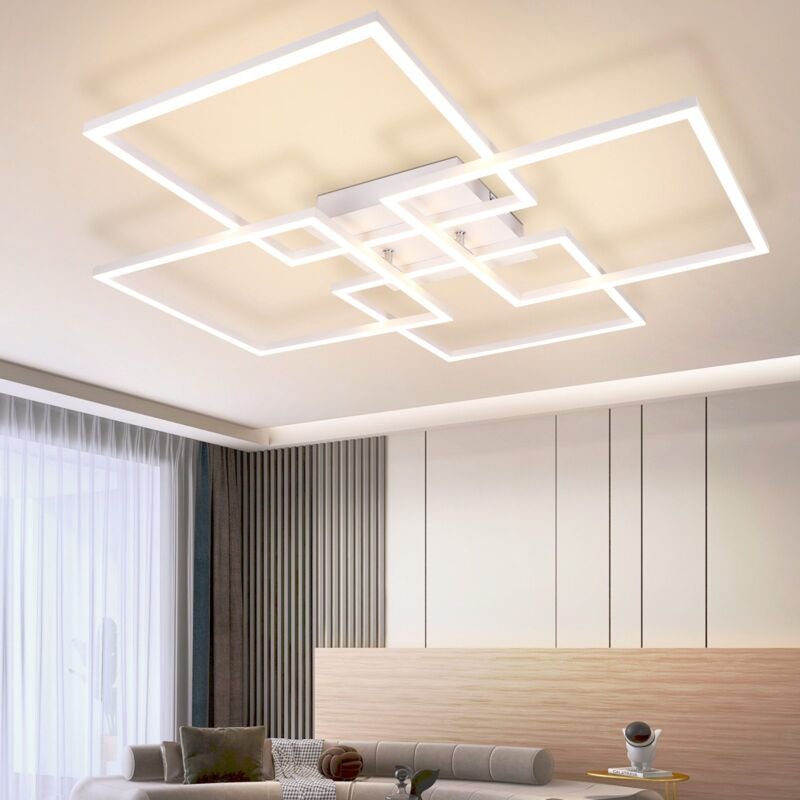 Deckenleuchte led Deckenlampe Wohnzimmer - 4 Weiß Rahmen Schlafzimmerlampe Modern Wohnzimmerlampe 32W 3000K Küchenlampe ...