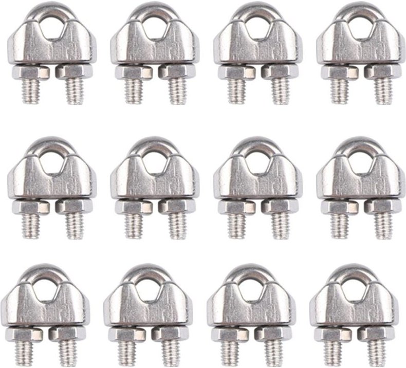 Csparkv - 12 Stück Edelstahl-Kabelklemme 4 mm verzinkt Drahtseilklemme Bogenseilklemme Drahtseilklemmen Edelstahl Bogenk...
