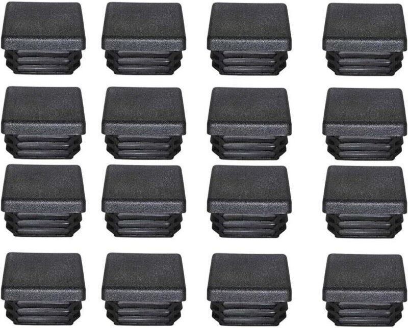 40x40 mm Kunststoff-Endkappen, schwarze Vierkantrohr-Endkappen, Kunststoff-Endkappen für Trampolin-Möbelbeine, 16 Stück