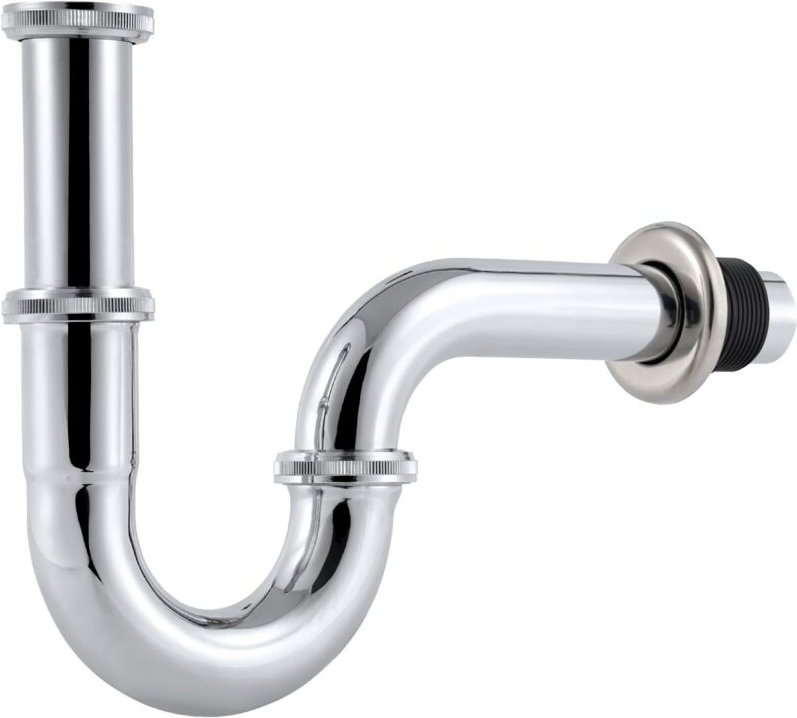 Edelstahl-Siphon für Waschbecken, Universell 1-1/4" Verstellbarer Ablaufschlauch, Röhrensiphon Chrom.