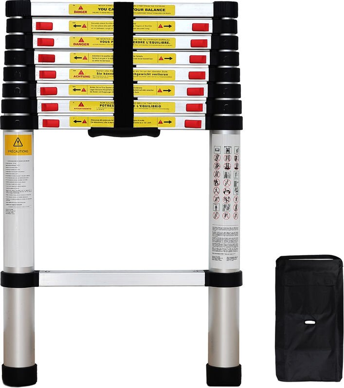 Teleskopleiter 2,6 Meter, Klappleiter Maximale Belastbarkeit: 150 kg Material: Aluminiumlegierung, gratis Tragetasche, e...