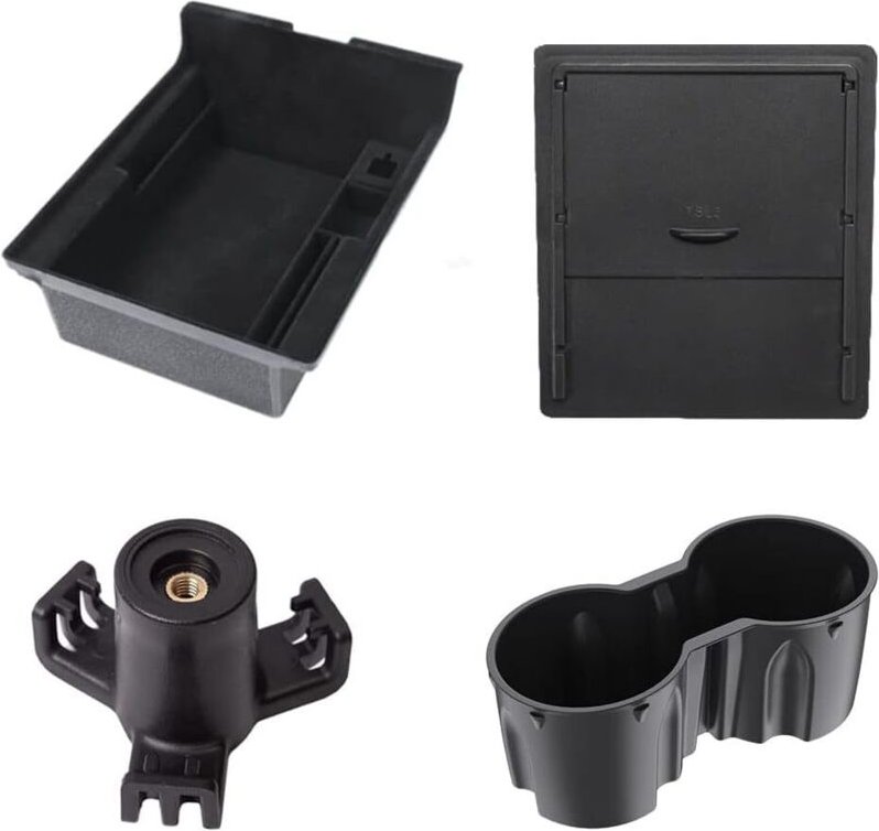 Organizer für die Mittelkonsole, versteckte Armlehne, Getränkehalter, Kofferraumhaken, für Tesla Model 3 und Model Y (20...