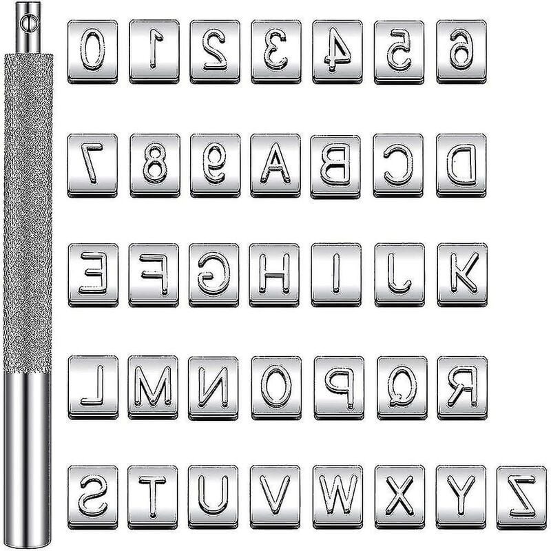 36-teiliges Locher-Werkzeug, Zahlen-Alphabet-Muster, DIY-Stempel + 1 Griff